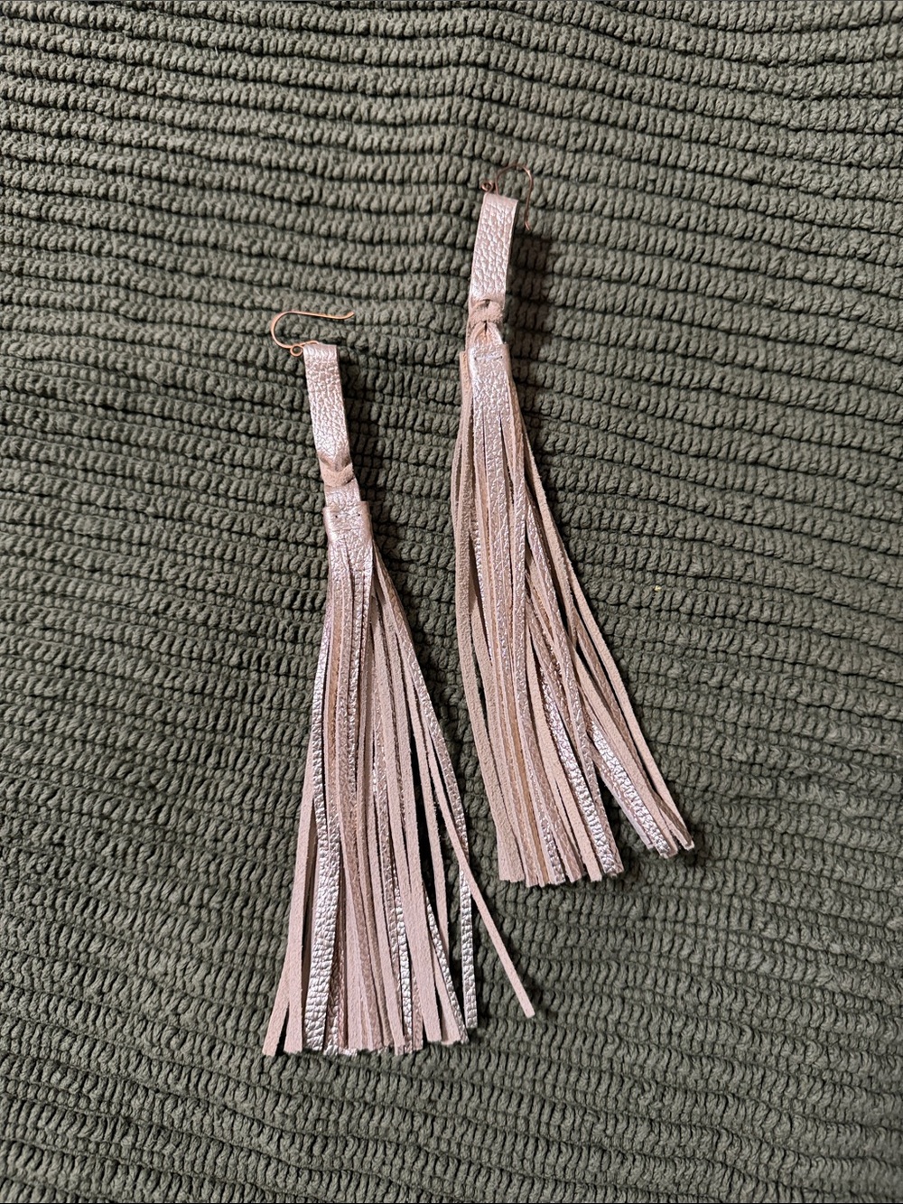 Saddle Tramp Metallic Gold Tassel Leather Drop Earrings